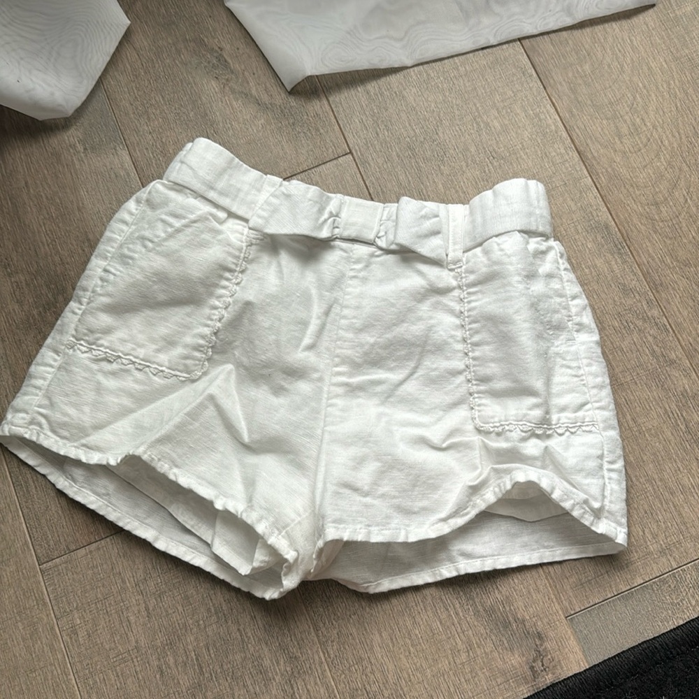 Janie and Jack White Girls Linen Blend Shorts